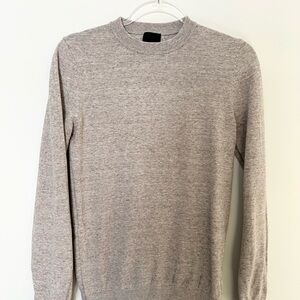 Men's Heather Taupe Cotton Crewneck Sweater